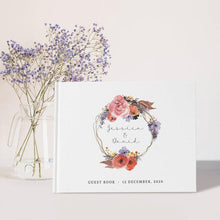 Load image into Gallery viewer, Floral Wedding Guest Book with printed Calligraphy