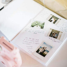 Load image into Gallery viewer, Purple Floral Calligraphy Guest Book with printed callighraphy