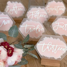 Load image into Gallery viewer, Acrylic Calligraphy Table Number with stand 10 pcs
