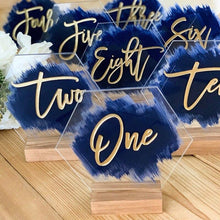 Load image into Gallery viewer, Acrylic Calligraphy Table Number with stand 10 pcs