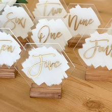 Load image into Gallery viewer, Acrylic Calligraphy Table Number with stand 10 pcs