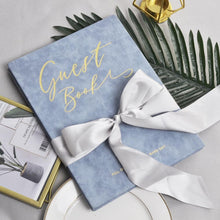 Load image into Gallery viewer, Gorgeous & Elegant Blue Guest Book With Ribbon