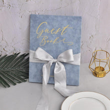 Load image into Gallery viewer, Gorgeous & Elegant Blue Guest Book With Ribbon