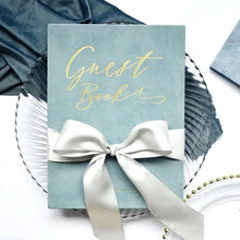 Load image into Gallery viewer, Gorgeous & Elegant Blue Guest Book With Ribbon