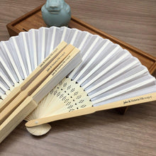 Load image into Gallery viewer, Personalized Bamboo hand fan with gift packaging 50pcs