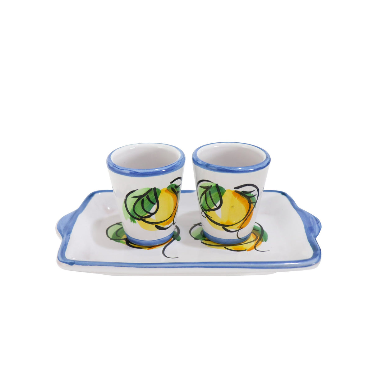 set of 6 limoncello glasses Costiera blu in Vietri ceramic.