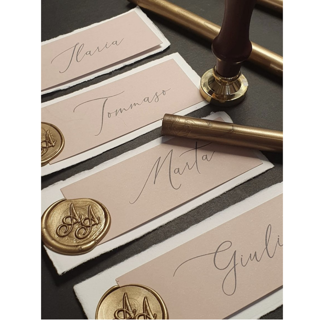 Amalfi Paper Place Cards / Name Card  with sealing wax