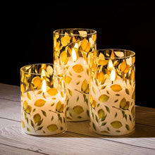 Load image into Gallery viewer, Led Candle in Lemon Decorated Glass (set of 3)
