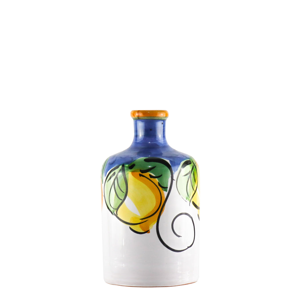 Extra Virgin Olive Oil in Ceramic Jar with Hand Painted Lemon Decor 200 ml