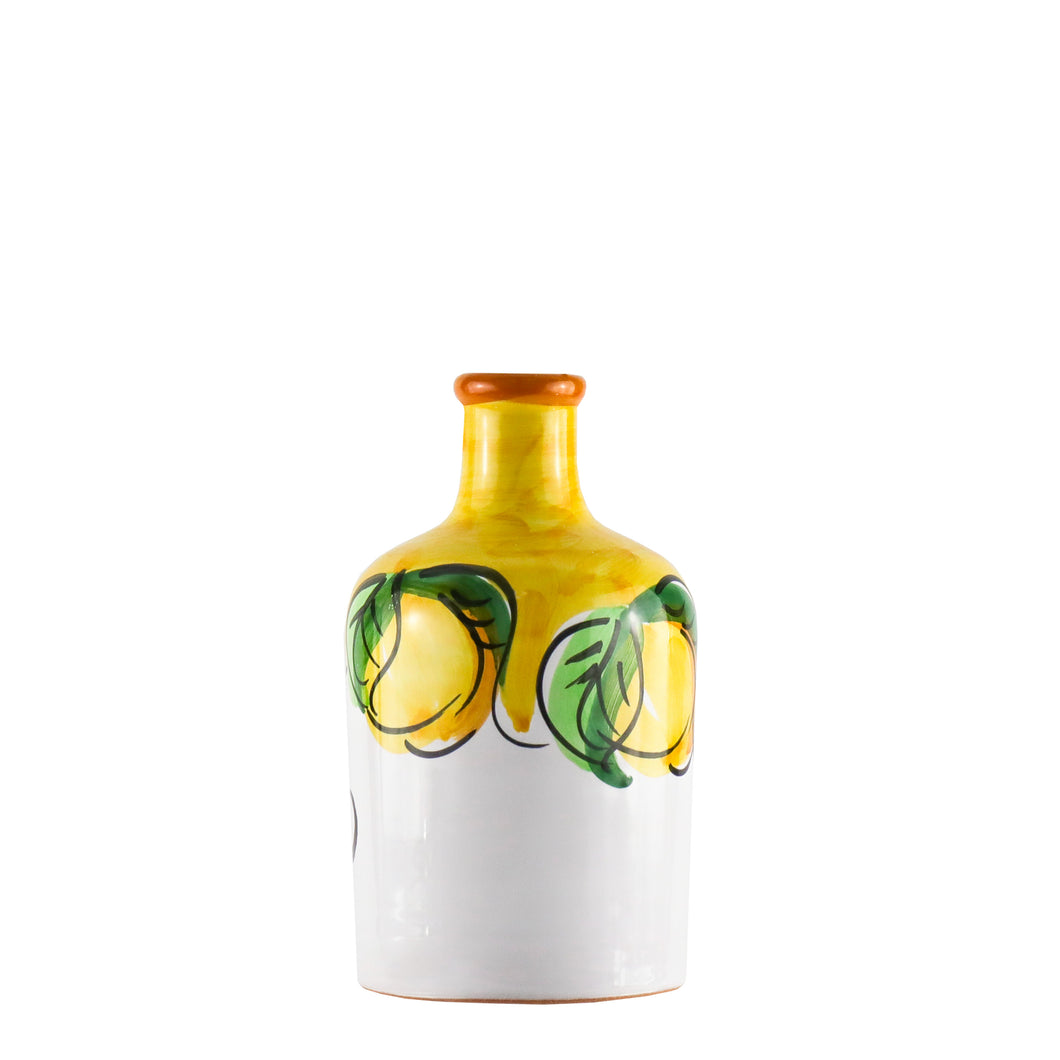 Extra Virgin Olive Oil in Ceramic Jar with Hand Painted Lemon Decor 200 ml