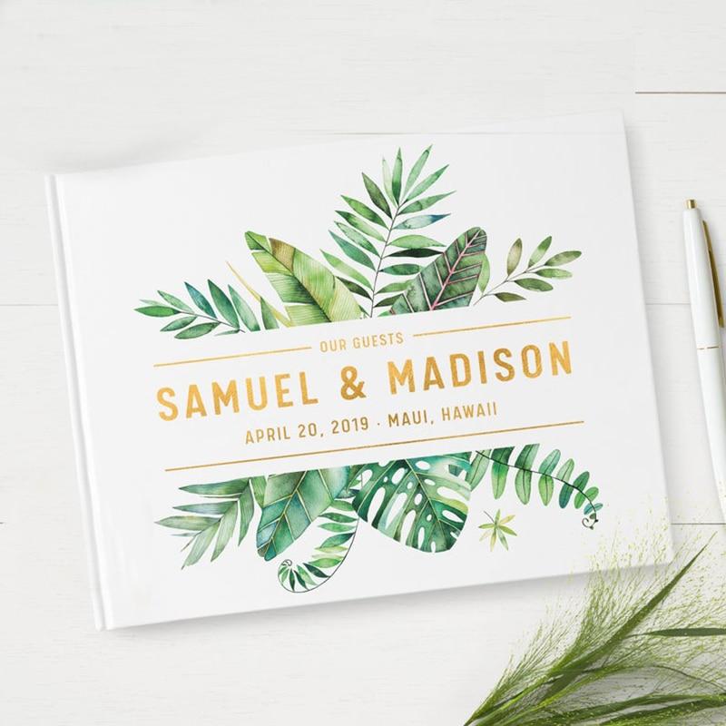 Customized Wedding Guest Book With Botanical illustration