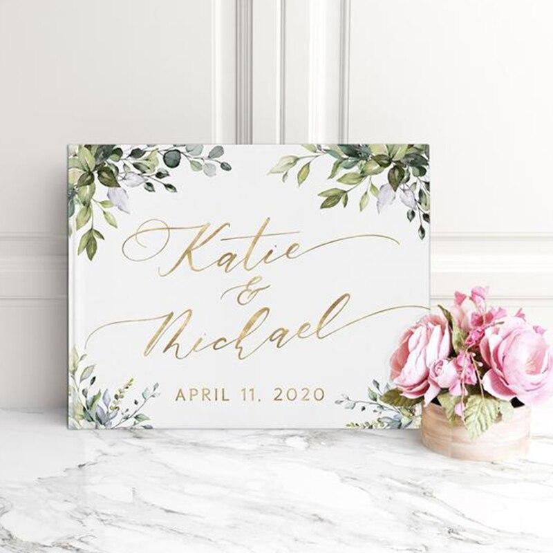 Customized Olive branch wedding guest book