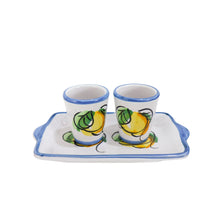Load image into Gallery viewer, Hand painted Limoncello Ceramic glasses with tray
